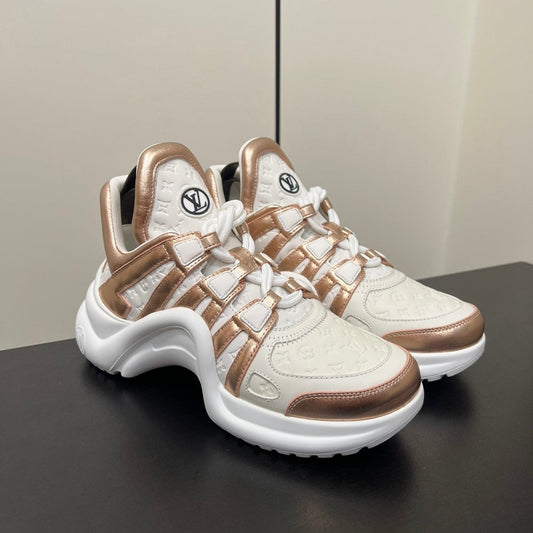 Louis Vuitton Archlight Sneaker 50mm White Mix Metallic Bronze Monogram Cowhide