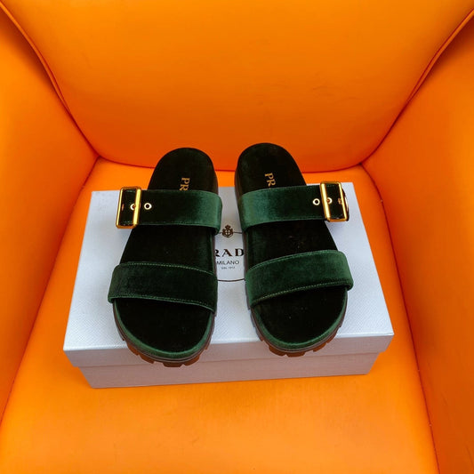 PRADA Slides 10 Velvet Laurent Green