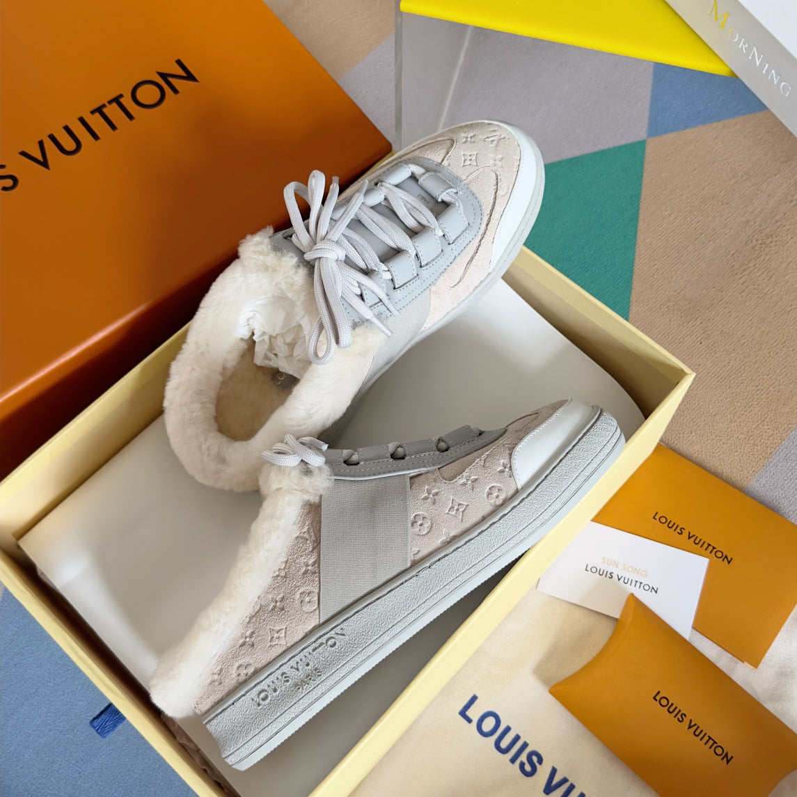 Louis Vuitton Lous Open Back Sneaker 30mm Beige Monogram Suede