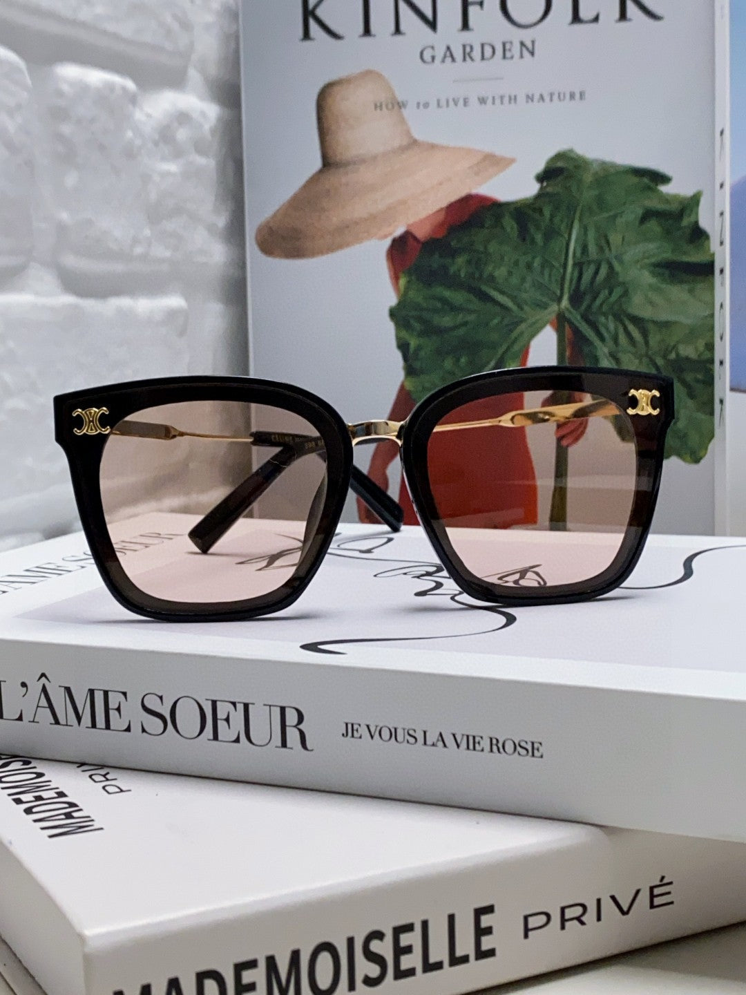 Celine TRIOMPHE SUNGLASSES 548589 IN BLACK ACETATE GRADIENT SMOKE LENSES