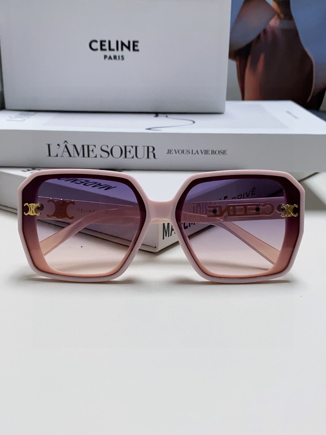 Celine TRIOMPHE SUNGLASSES 548592 IN PINK ACETATE