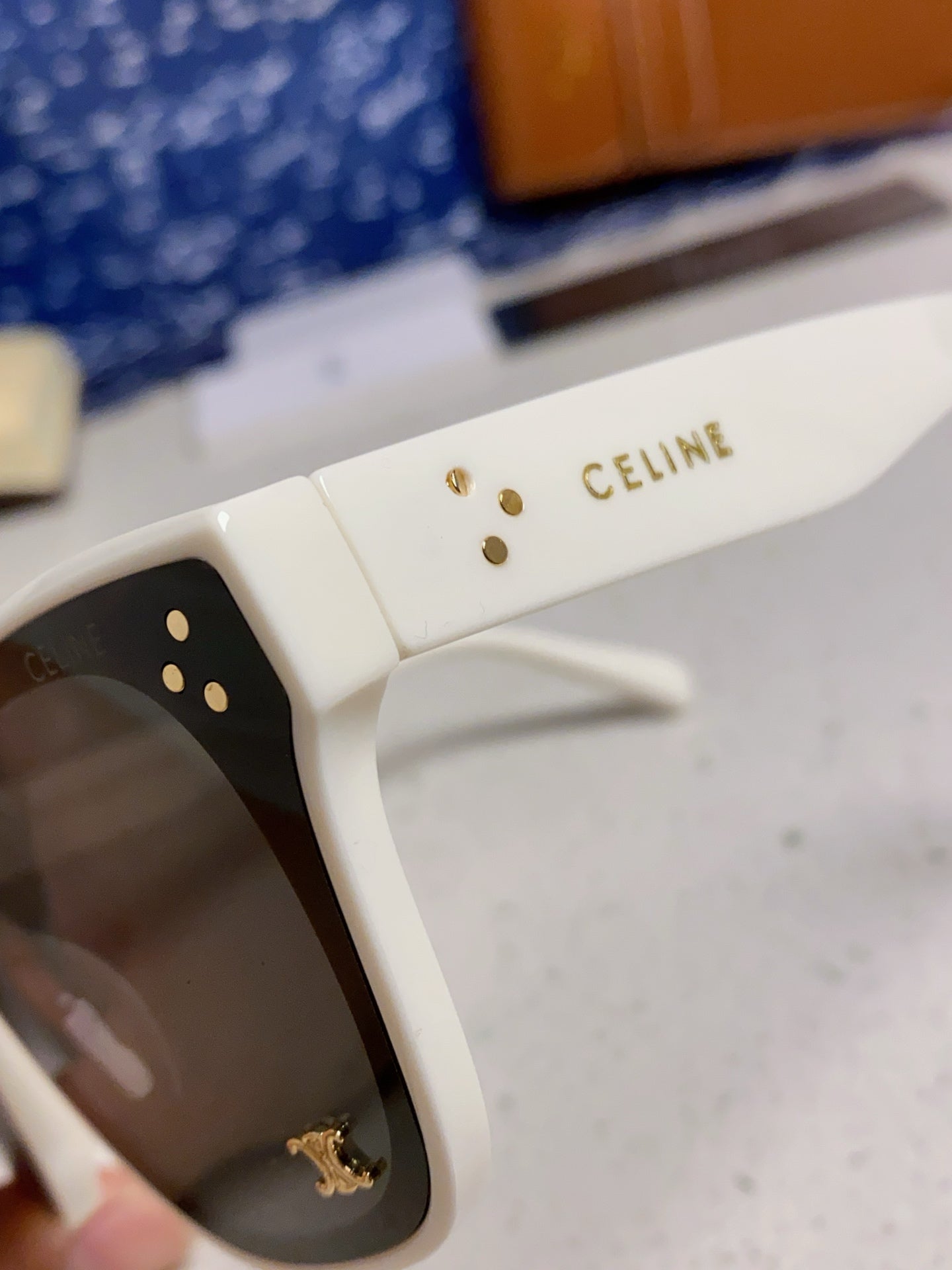 Celine SQUARE SUNGLASS 575842 IN WHITE ACETATE