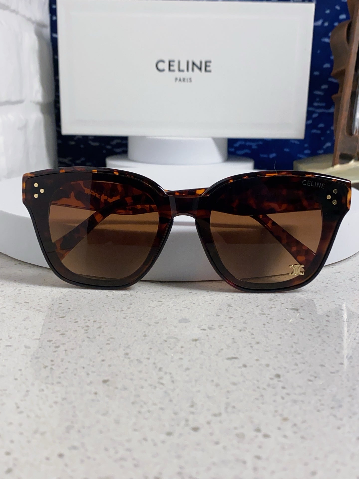 Celine SQUARE SUNGLASS 575844 IN HAVANA ACETATE