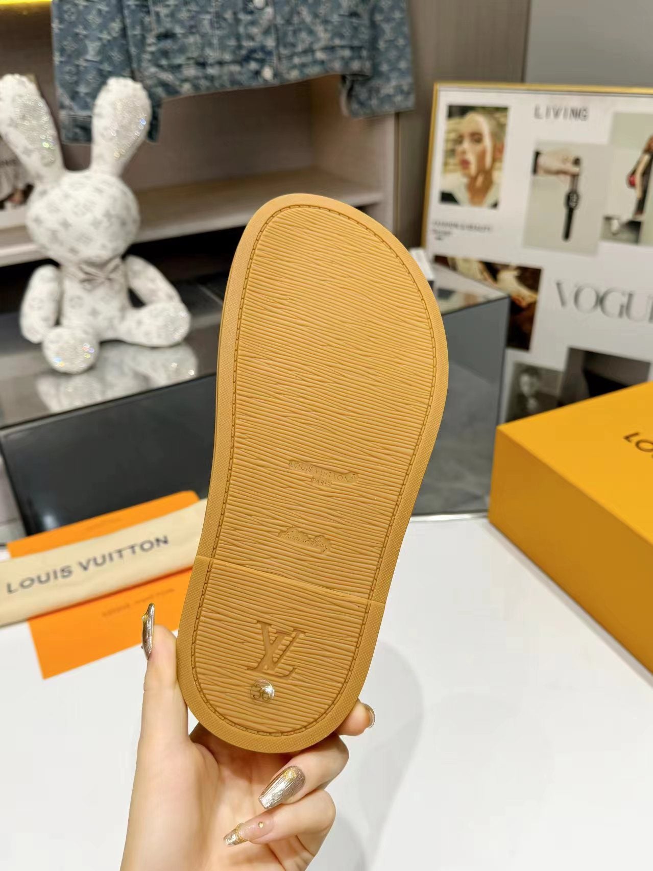 Louis Vuitton bliss flat mule cream canvas calfskin