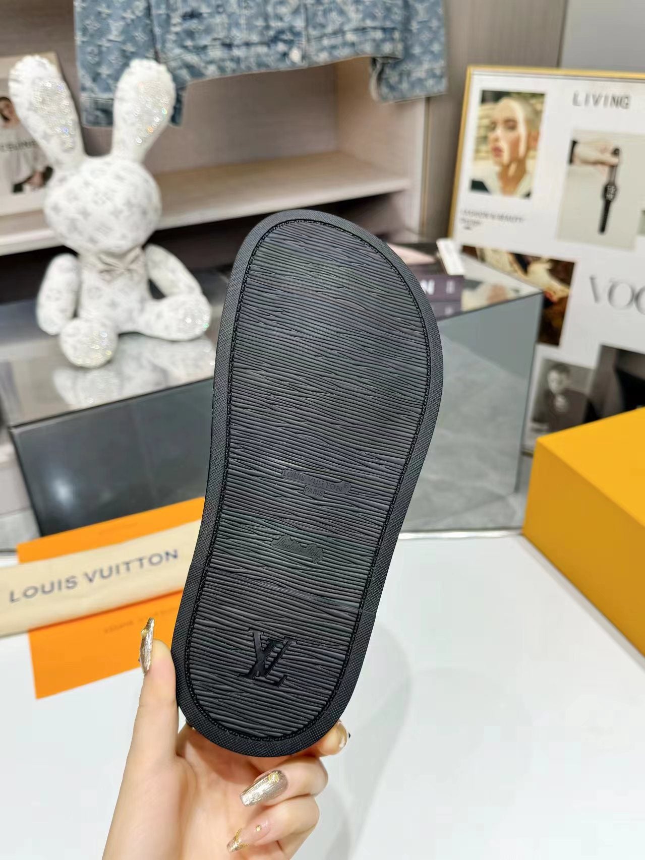 Louis Vuitton bliss flat mule black canvas calfskin