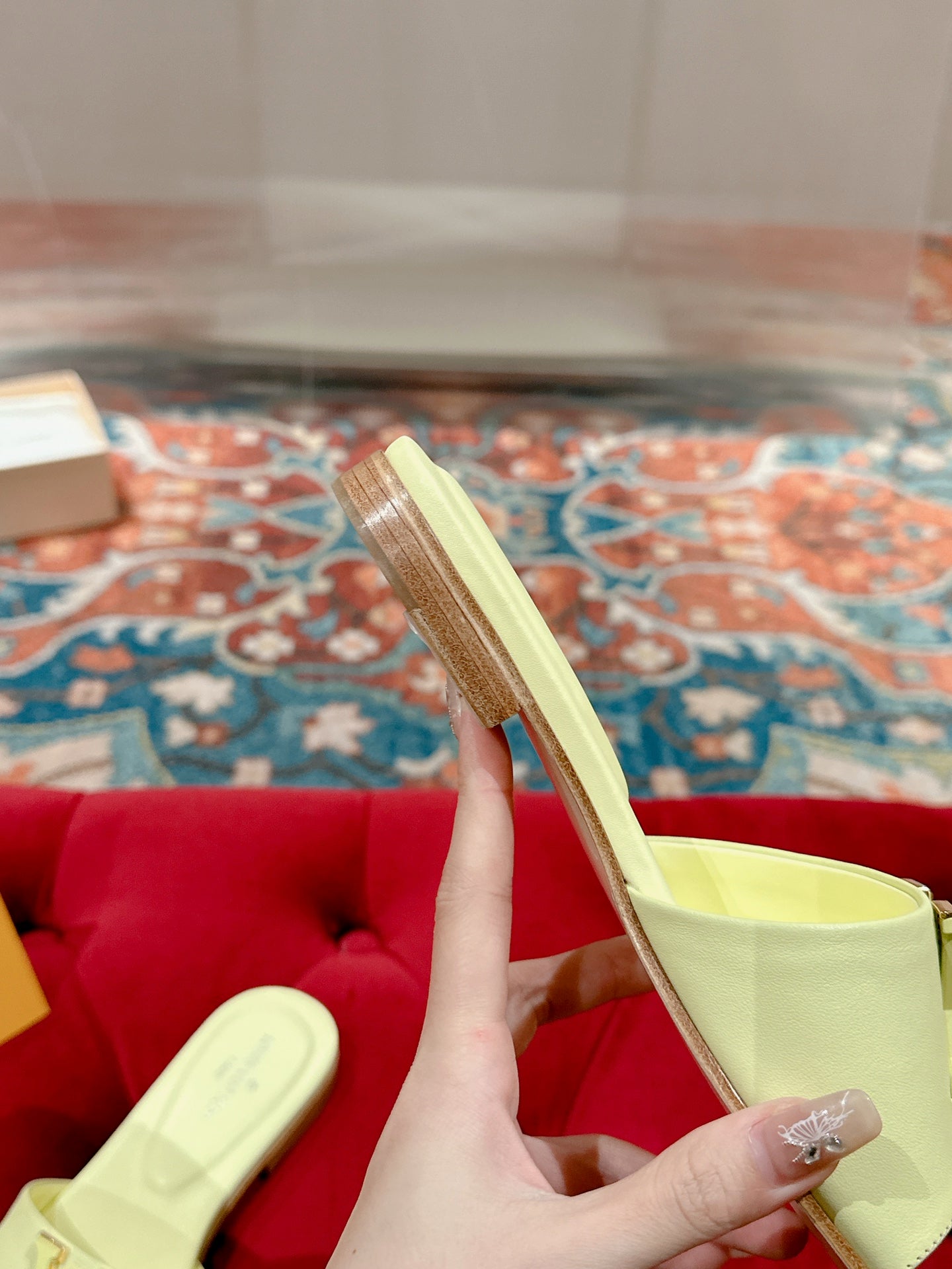 Louis Vuitton capri flat mule pastel yellow calfskin