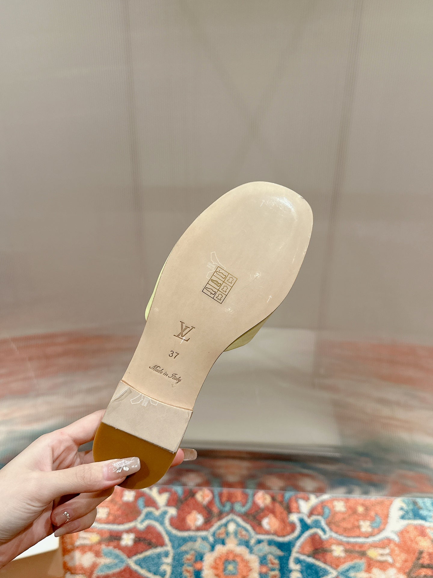 Louis Vuitton capri flat mule pastel yellow calfskin