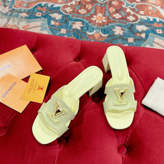 Louis Vuitton capri mule 45mm pastel yellow calfskin