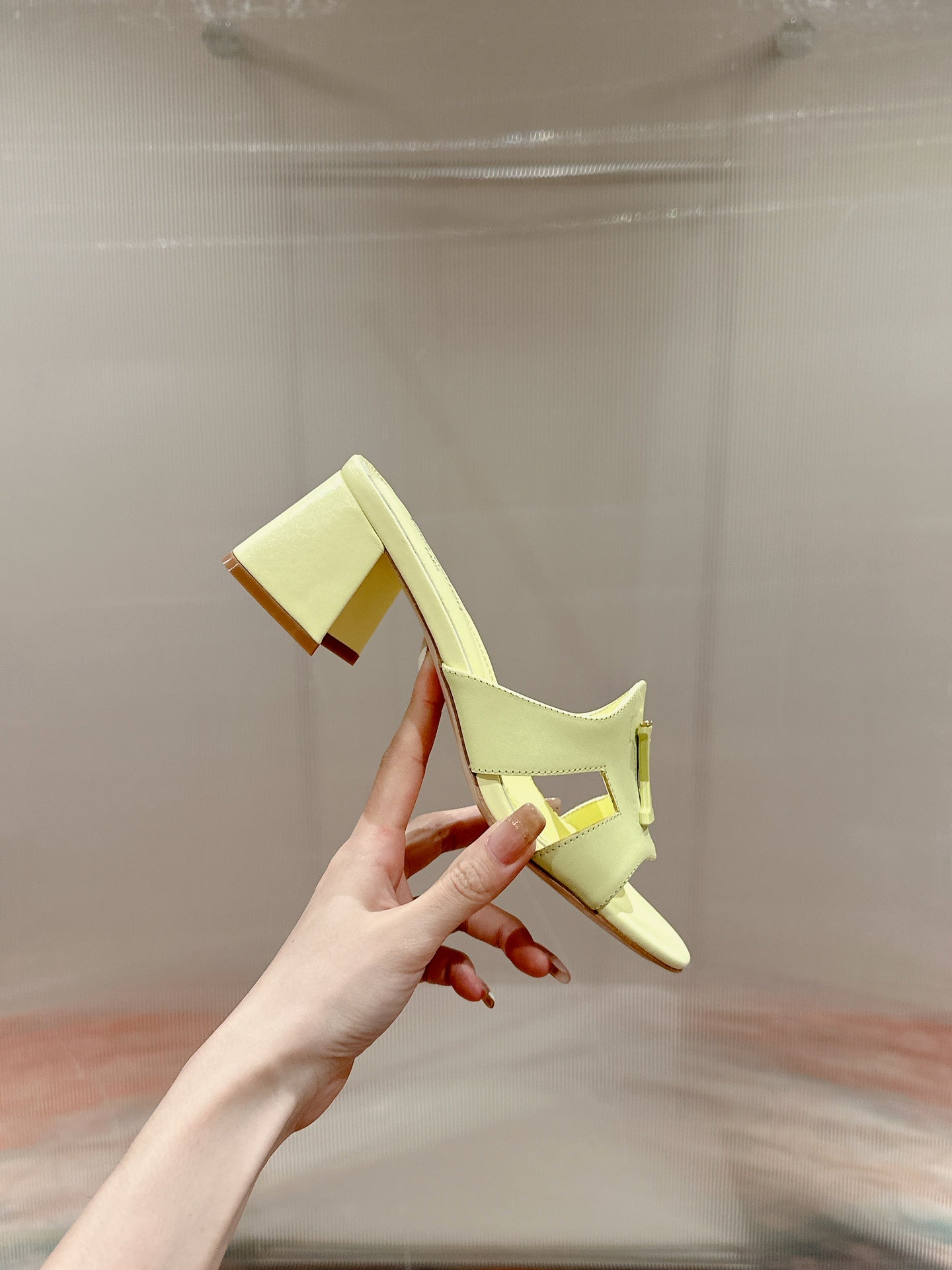 Louis Vuitton capri mule 45mm pastel yellow calfskin
