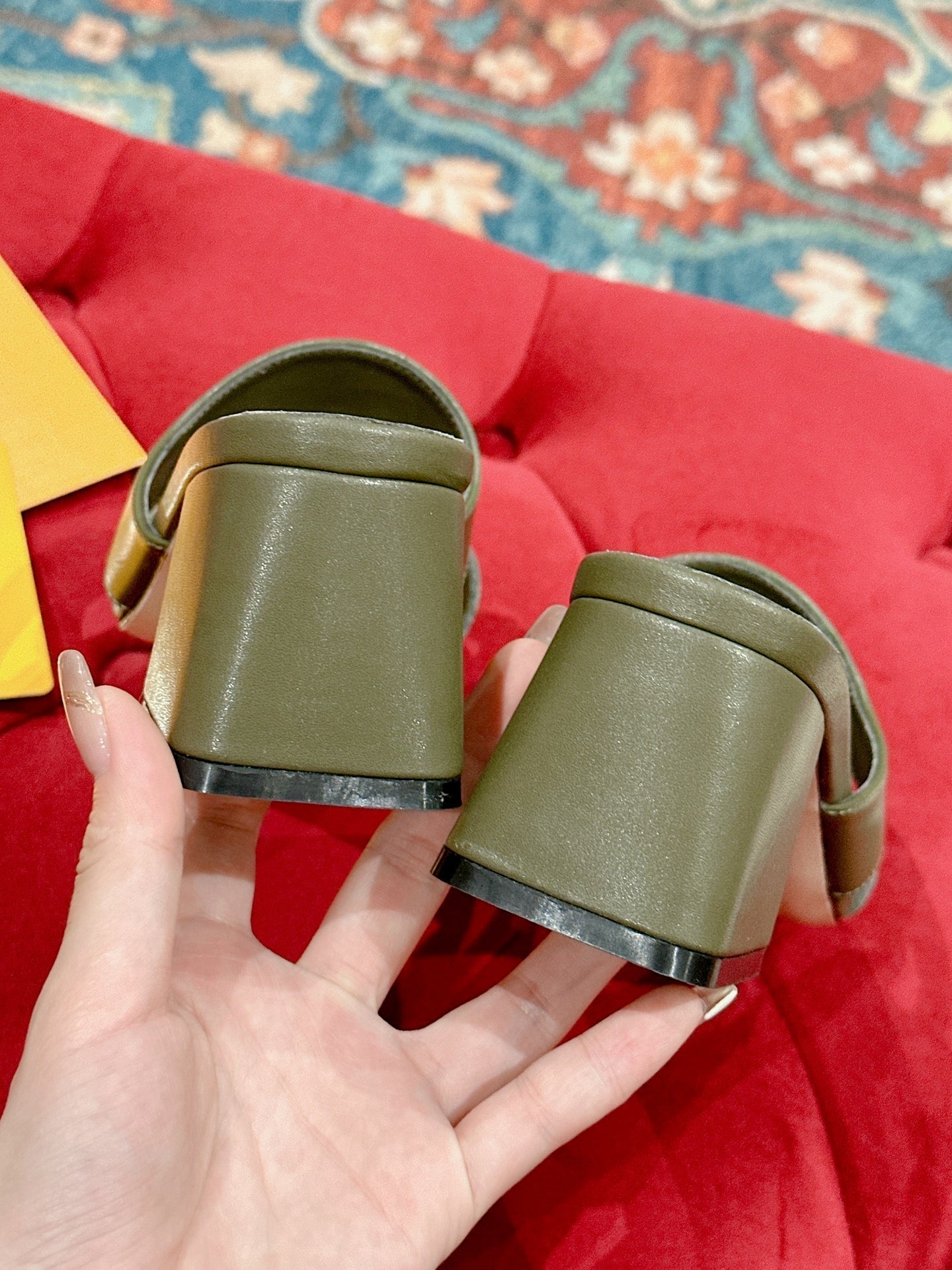 Louis Vuitton capri mule 45mm khaki green calfskin