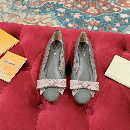 Louis Vuitton Popi Flat Ballerina Green Cement Color Cowhide