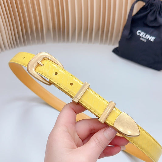 Celine Medium Western Belt 25mm Yellow Calfskin Gold Loop Ghw