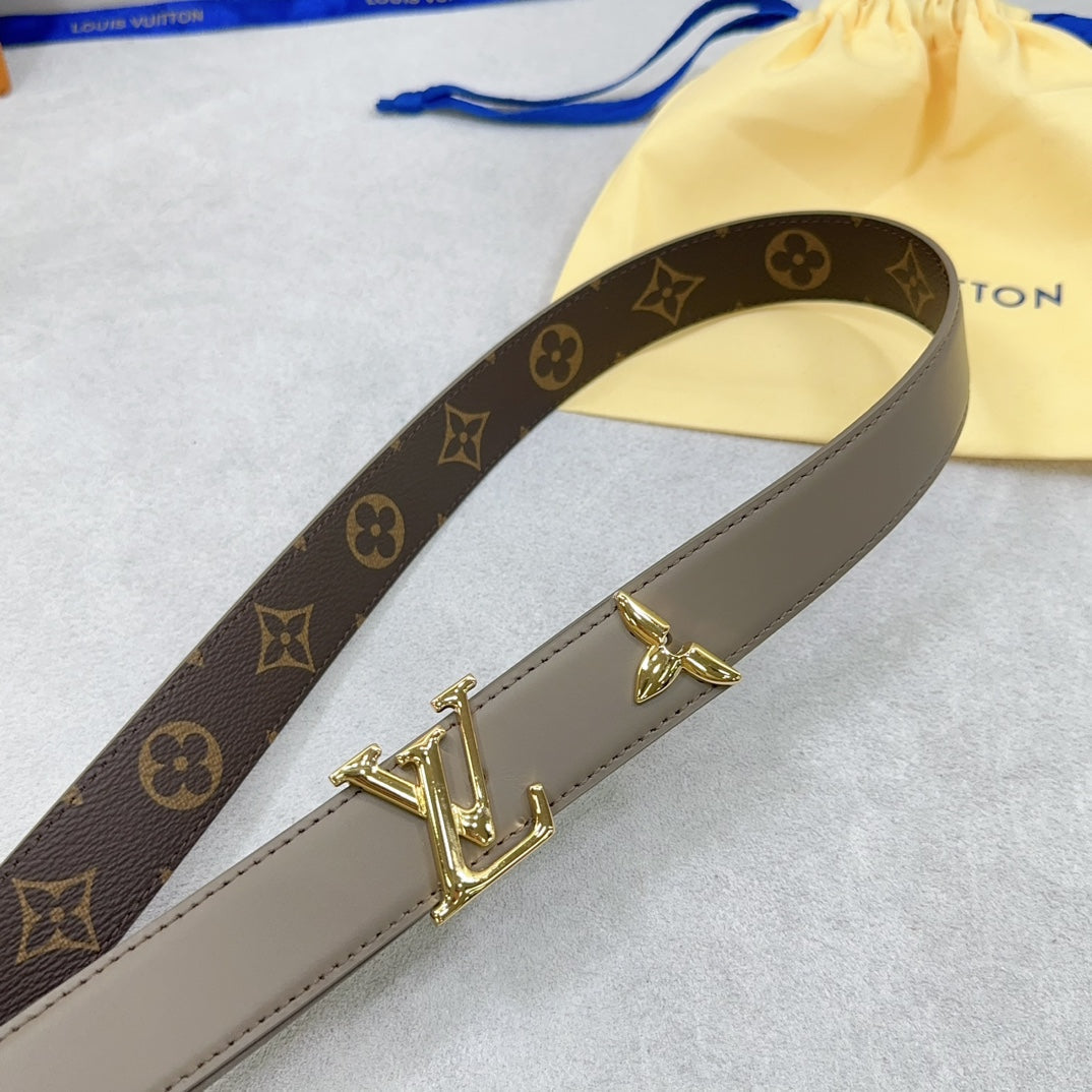 Louis Vuitton Pretty 30mm Reversible Belt Grey Calfskin