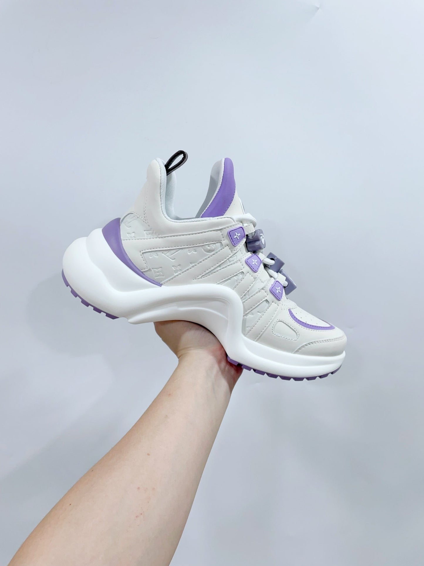 Louis Vuitton Archlight Sports Shoes White With Purple Border Calfskin