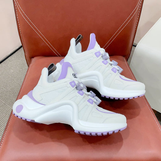 Louis Vuitton Archlight Sports Shoes White With Purple Border Calfskin