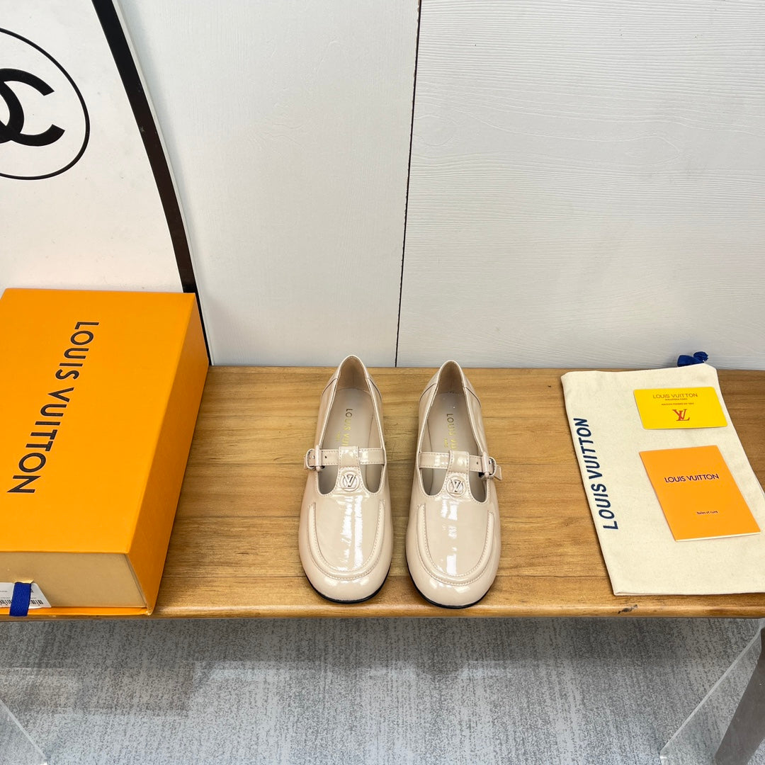 Louis Vuitton Soho Flat Mary Jane Beige Calfskin