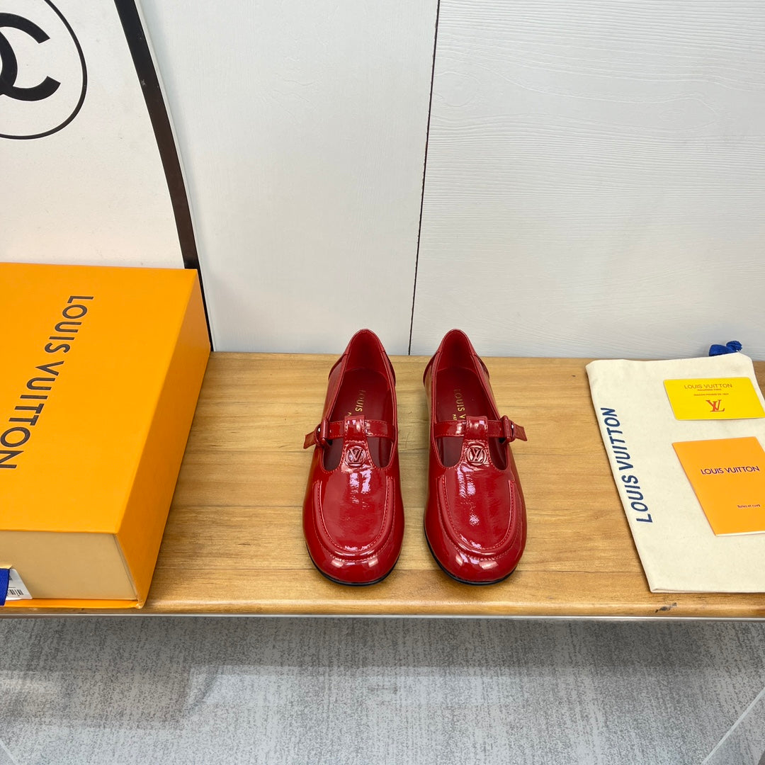 Louis Vuitton Soho Flat Mary Jane Red Calfskin