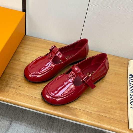 Louis Vuitton Soho Flat Mary Jane Red Calfskin