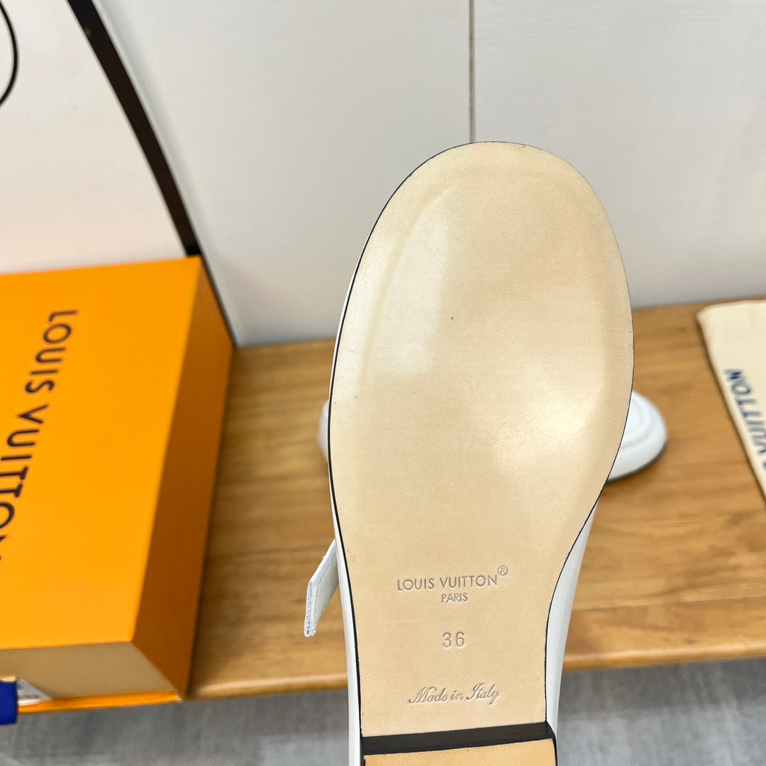Louis Vuitton Soho Flat Mary Jane White Calfskin