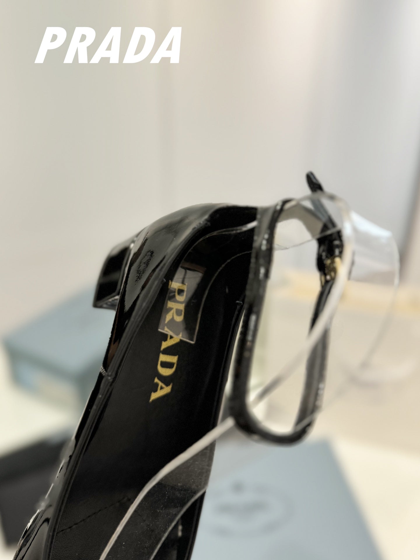 PRADA Pumps 40 Square Sole Black Patent Leather