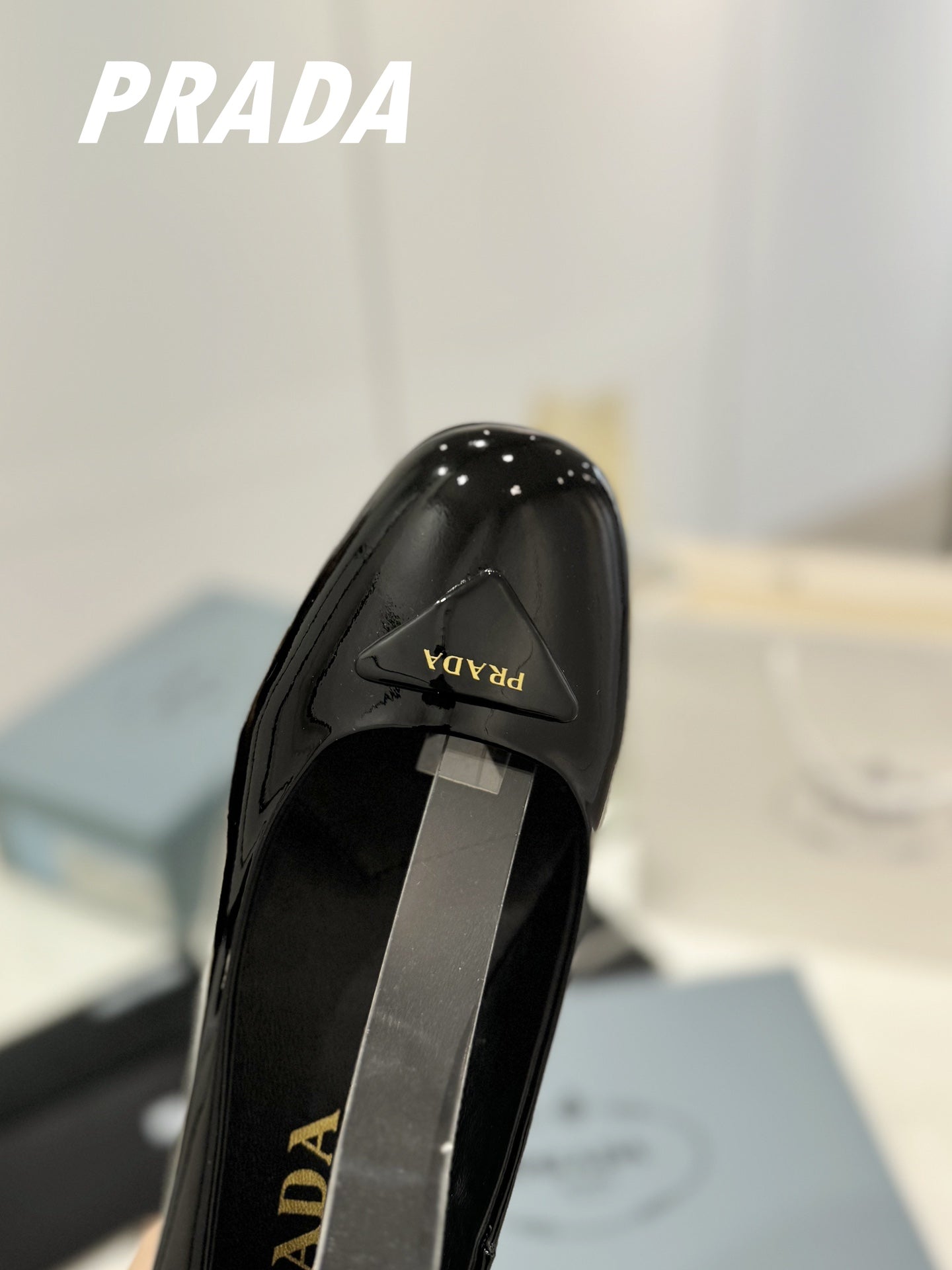 PRADA Pumps 40 Square Sole Black Patent Leather