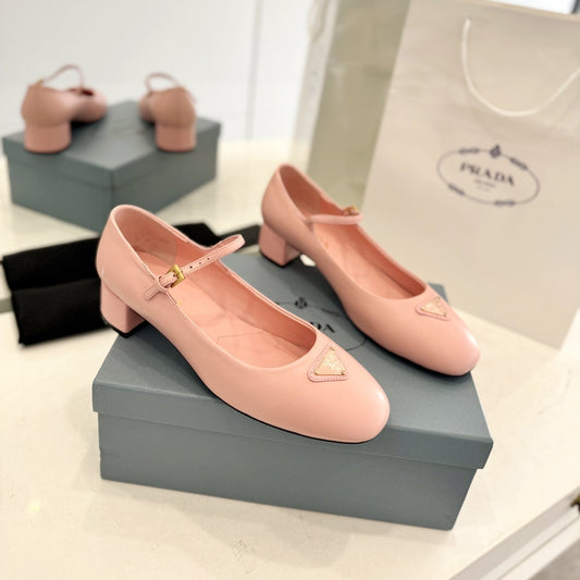 PRADA Ballerina Pumps 40 Pink Lambskin