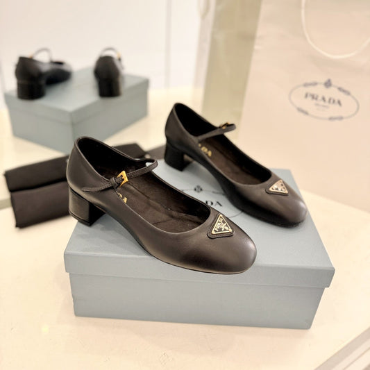 PRADA Ballerina Pumps 40 Black Lambskin