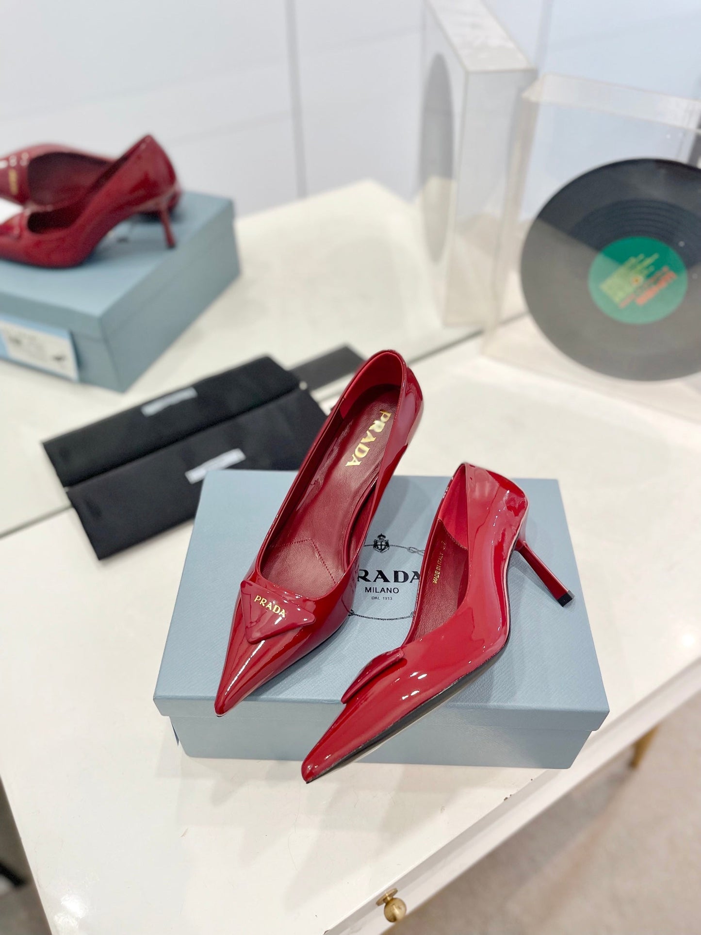PRADA Pumps 75 Red Patent Leather