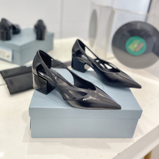 PRADA Pumps 50 Square Sole Black Patent Leather