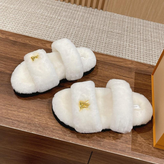 Louis Vuitton Sunset Flat Comfort Mule White Wool
