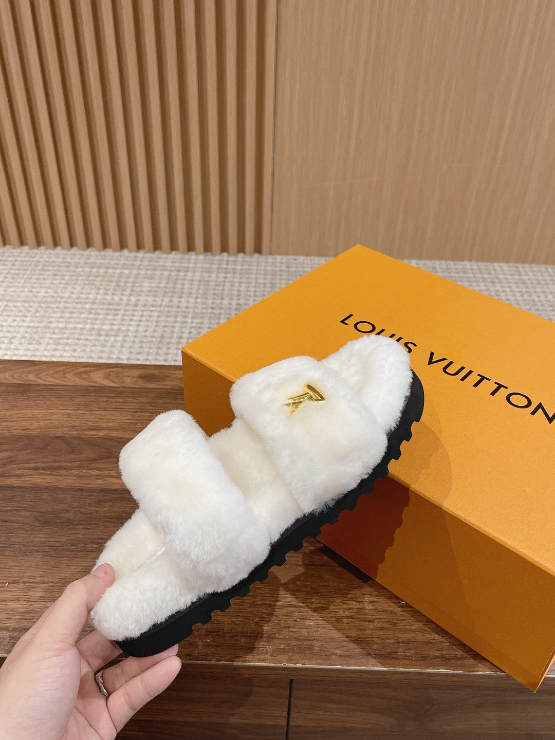 Louis Vuitton Sunset Flat Comfort Mule White Wool