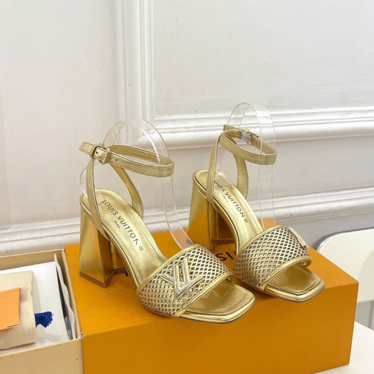Louis Vuitton shake platform 90 gold metalic calfskin