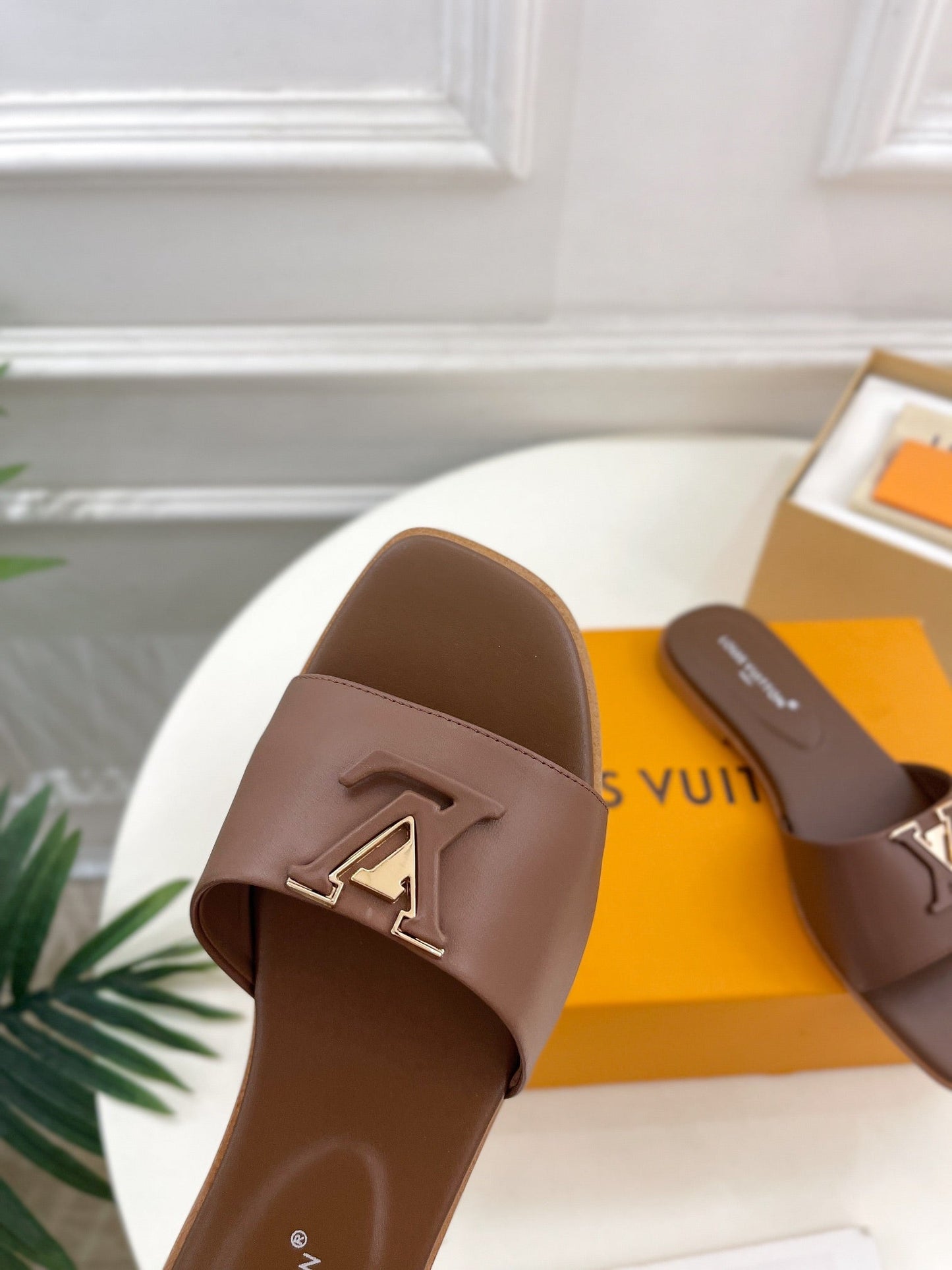Louis Vuitton capri flat mule chocolate calfskin