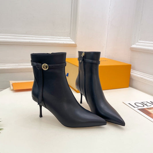 Louis Vuitton Stellar Ankle Boot 70mm Plain Black Calfskin