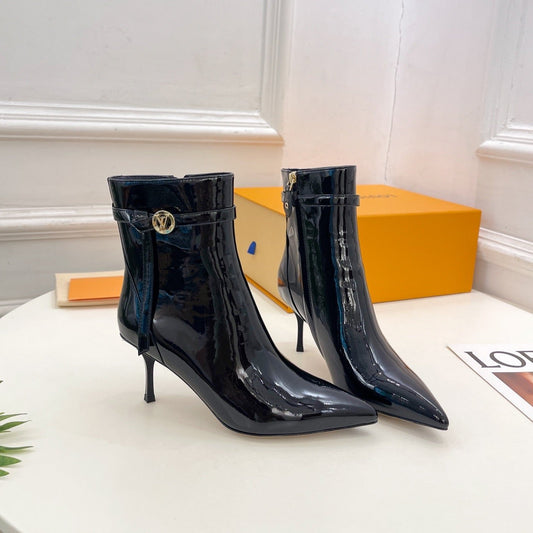 Louis Vuitton Stellar Ankle Boot 70mm Glossy Black Calfskin