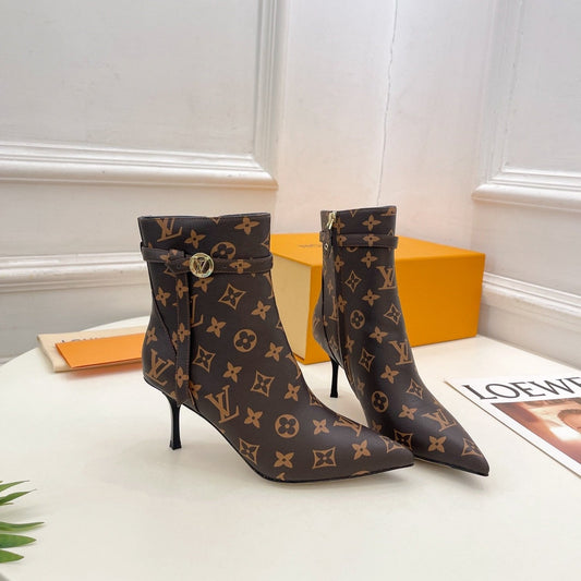Louis Vuitton Stellar Ankle Boot 70mm Dark Brown Monogram Calfskin
