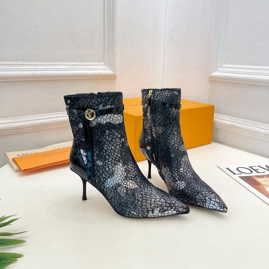 Louis Vuitton Stellar Ankle Boot 70mm White Mix Black Calfskin