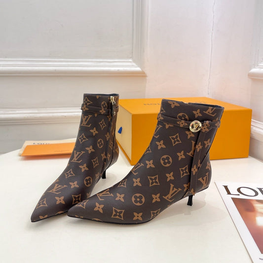 Louis Vuitton Stellar Ankle Boot 40mm Dark Brown Monogram Calfskin