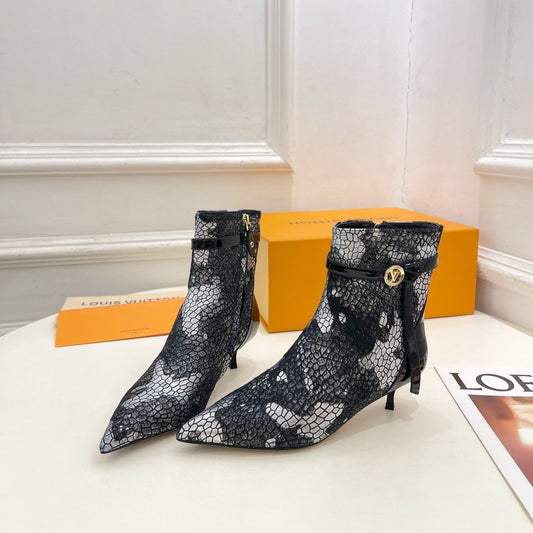 Louis Vuitton Stellar Ankle Boot 40mm White Mix Black Calfskin