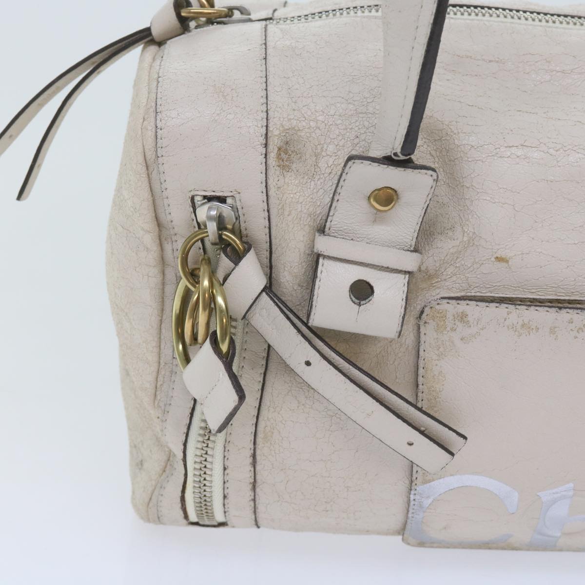 Chloe Hand Bag Leather 2Set White ki3822