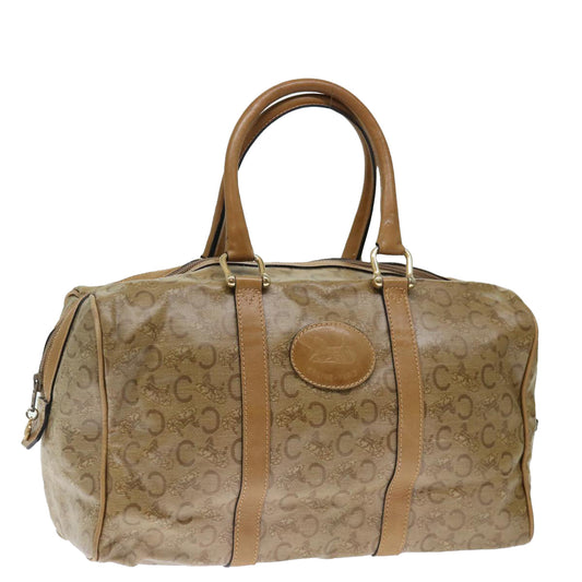CELINE C Macadam Canvas Boston Bag Beige Auth ki4376