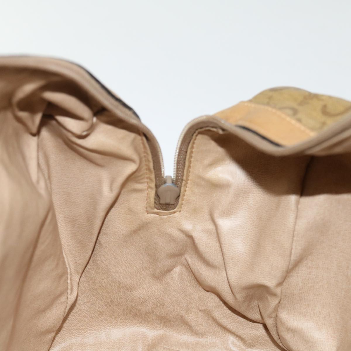 CELINE C Macadam Canvas Boston Bag Beige Auth ki4376