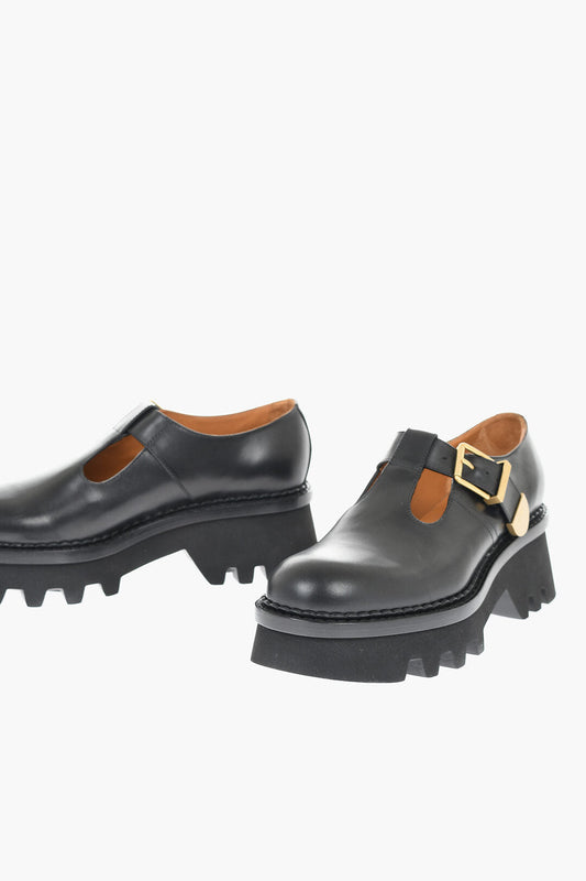 Chloe Leather Mary Janes With Tank Sole 9 Black
