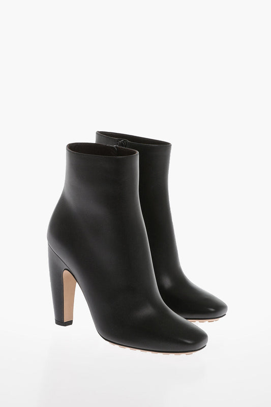 Bottega Veneta Leather POMPEI Booties with Inner Zip 11cm Black