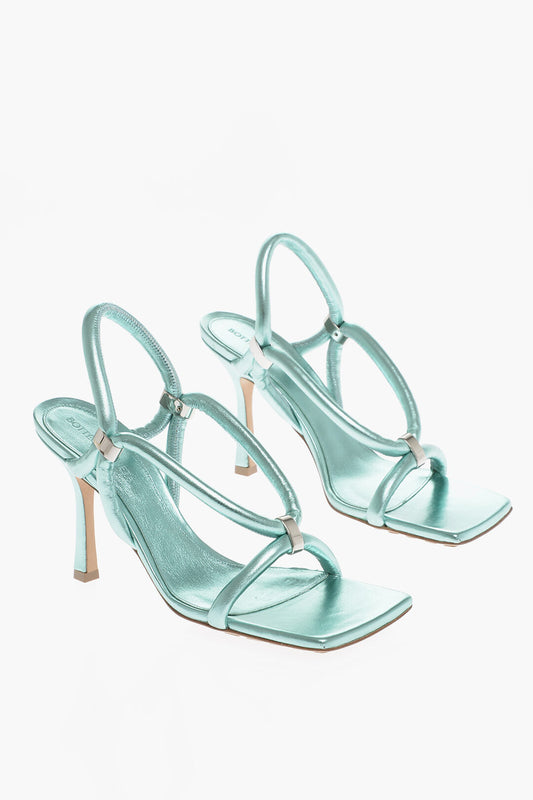 Bottega Veneta Leather Sandals Metallic Effect 9 cm 5.5 Blue