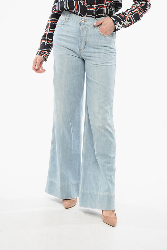 Bottega Veneta Light-washed Wide Leg Denims 30cm Blue