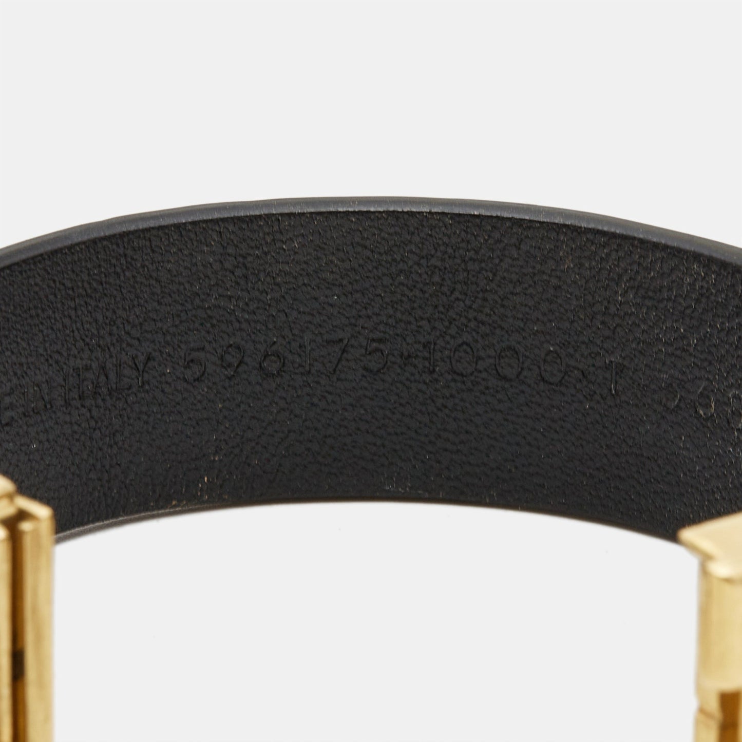 BALENCIAGA Logo Leather Gold Tone Bracelet M