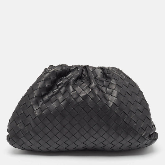 BOTTEGA VENETA Black Intrecciato Leather The Pouch Clutch