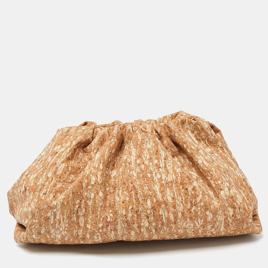 BOTTEGA VENETA Beige Leather The Cork Pouch Clutch