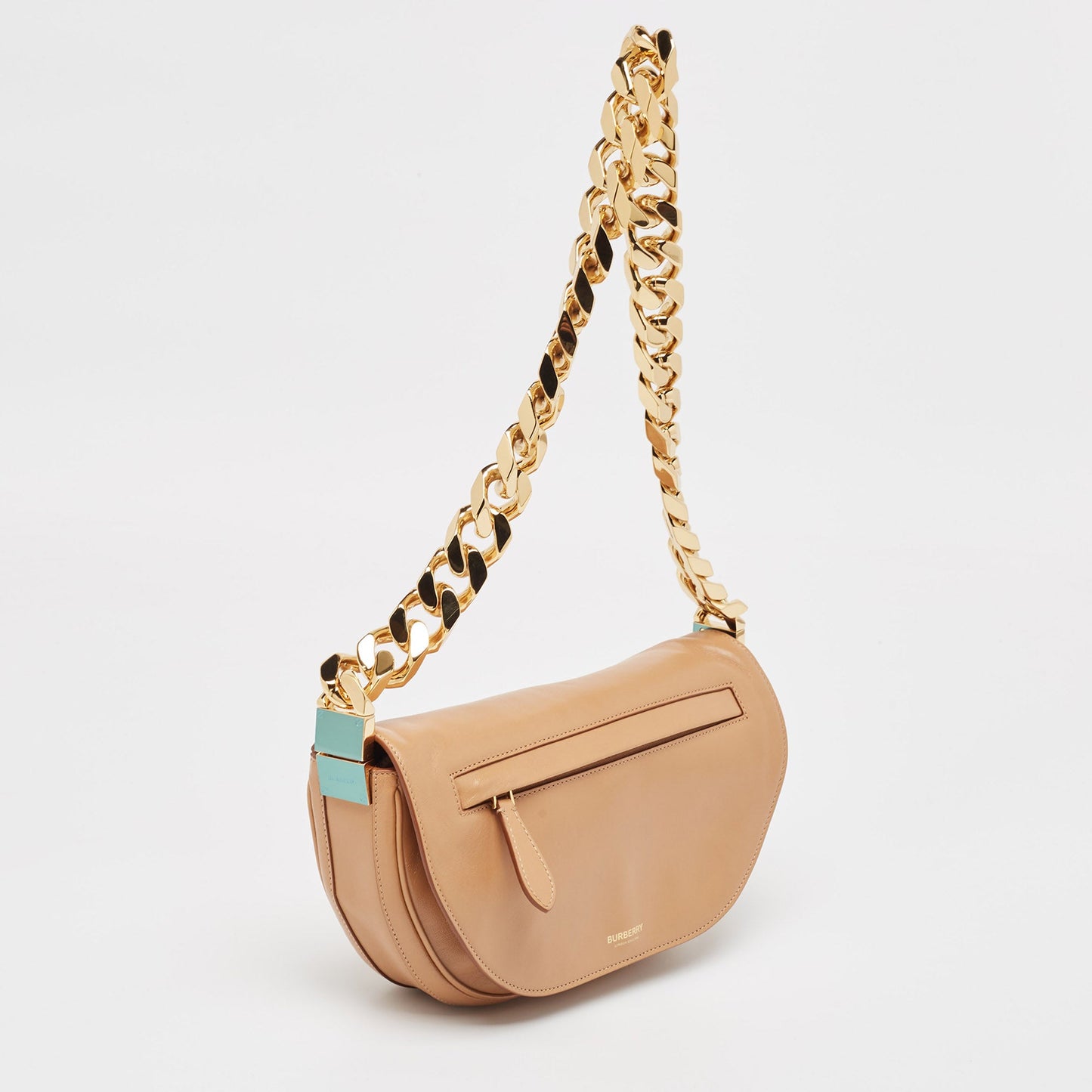 BURBERRY Beige Soft Leather Small Olympia Bag